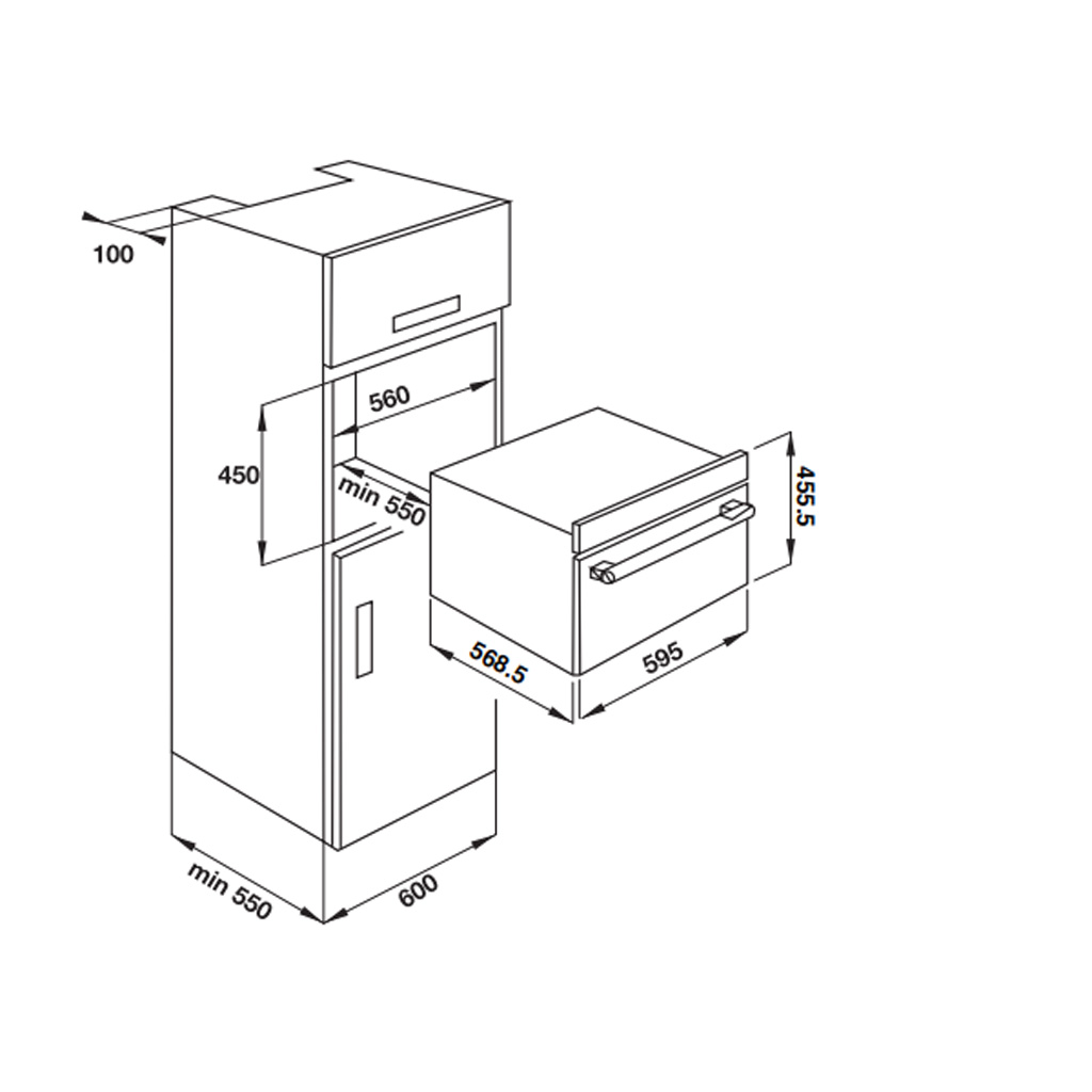 Kích thước LÒ NƯỚNG KẾT HỢP VI SÓNG FAGOR 3MWB-44ATCGN