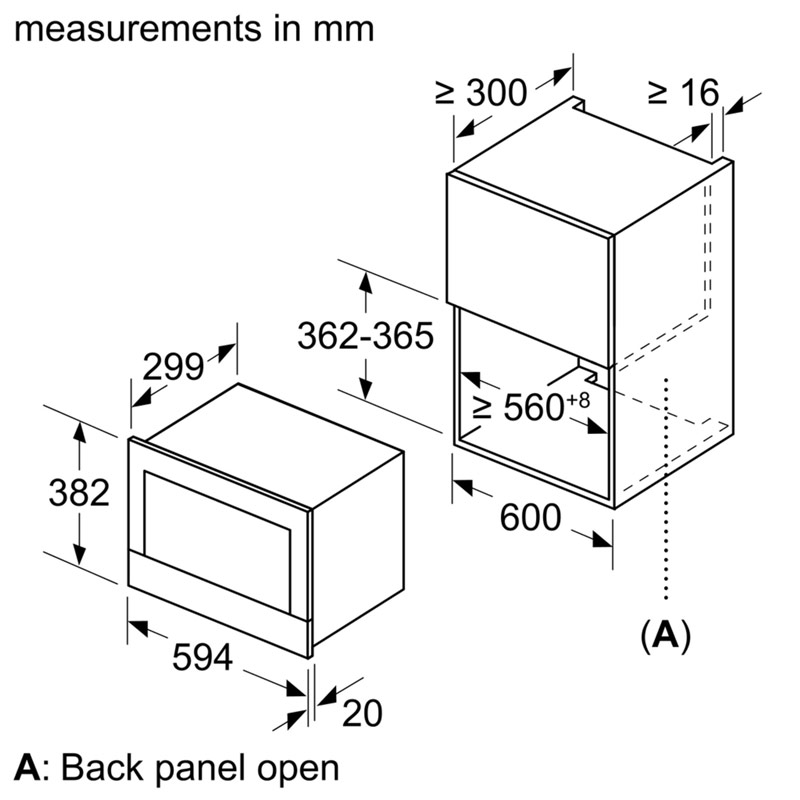 Kích thước lò vi sóng Bosch BFL523MS0B