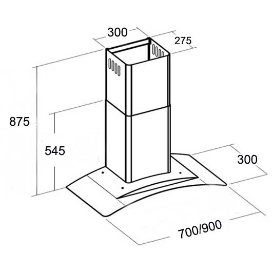 Kích thước lắp đặt máy hút mùi Kocher K-8990